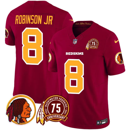 Men's Washington Redskins 75th Patch Throwback Vapor Limited Jersey - All Stitched