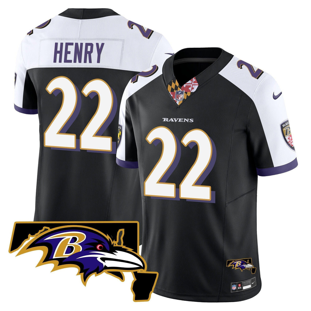 Men's Ravens Maryland Patch Vapor Limited Jersey V3 - All Stitched