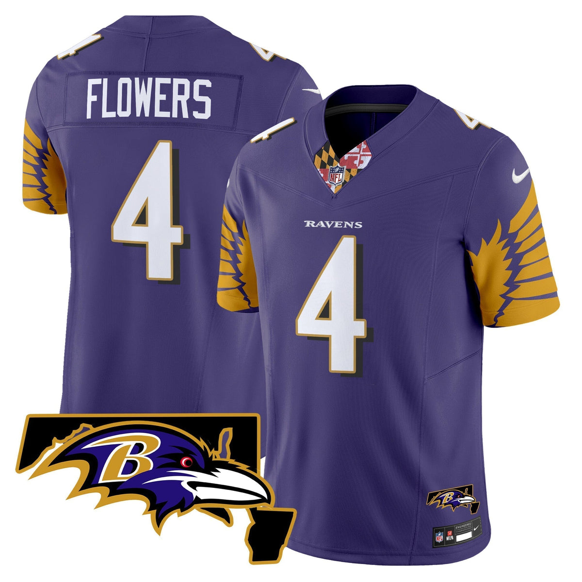Men's Ravens Maryland Patch Vapor Limited Jersey V3 - All Stitched