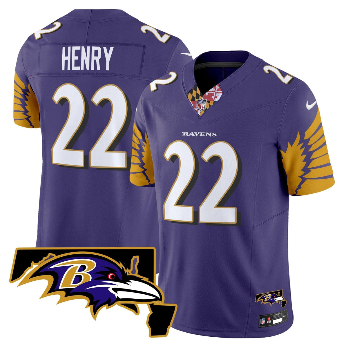 Men's Ravens Maryland Patch Vapor Limited Jersey V3 - All Stitched