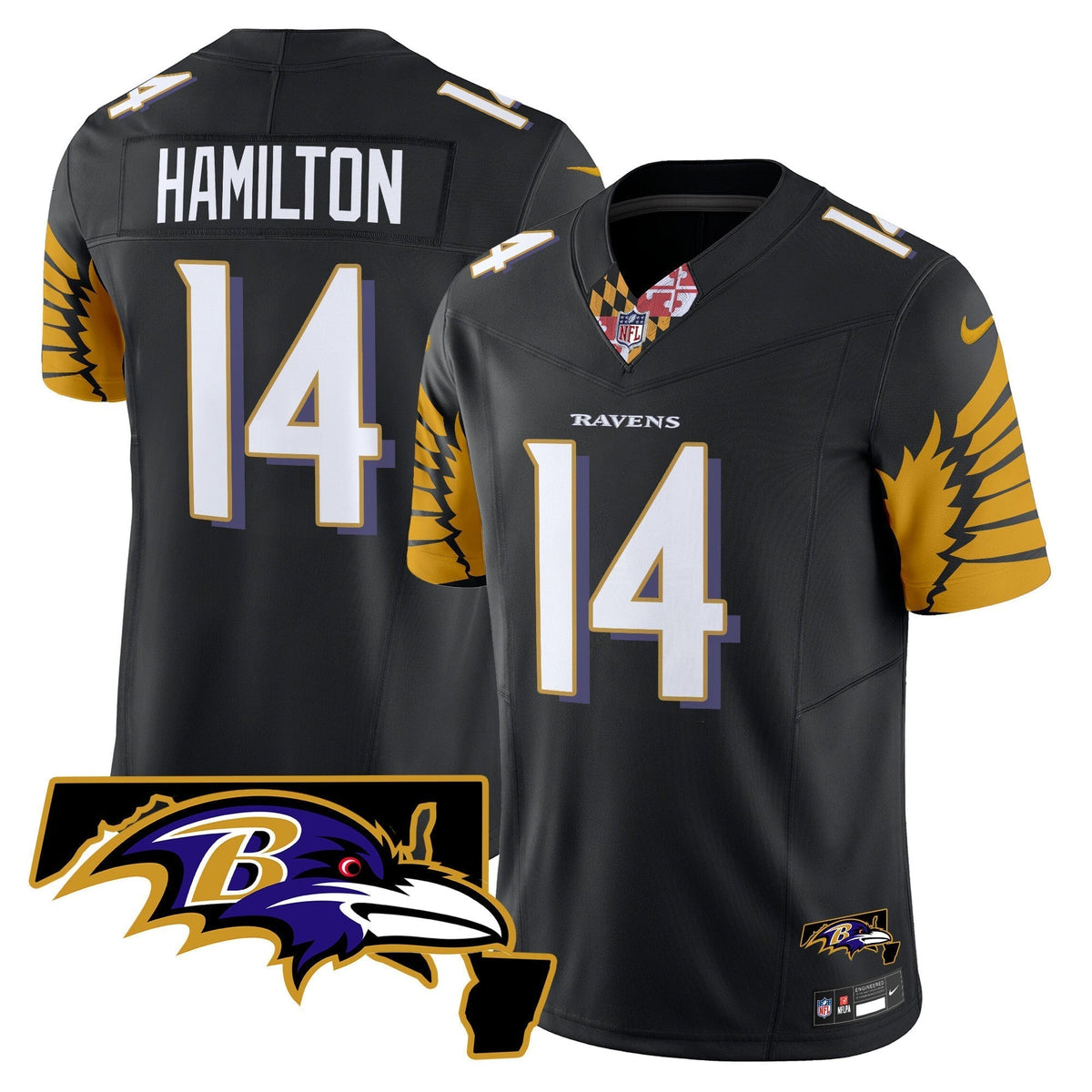 Men's Ravens Maryland Patch Vapor Limited Jersey V3 - All Stitched