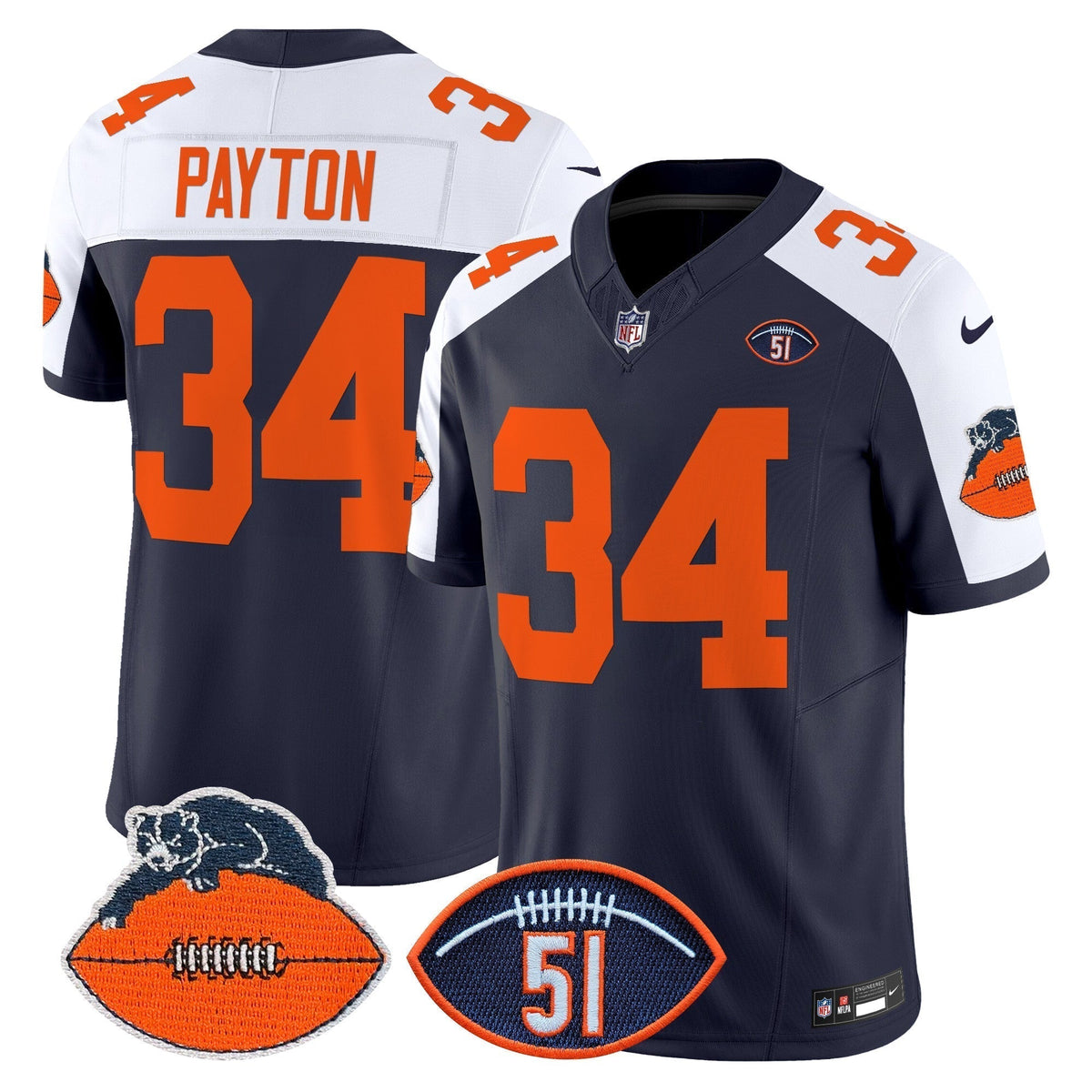 Men's Chicago Bears Dick Butkus Patch Throwback Vapor Limited Jersey - All Stitched