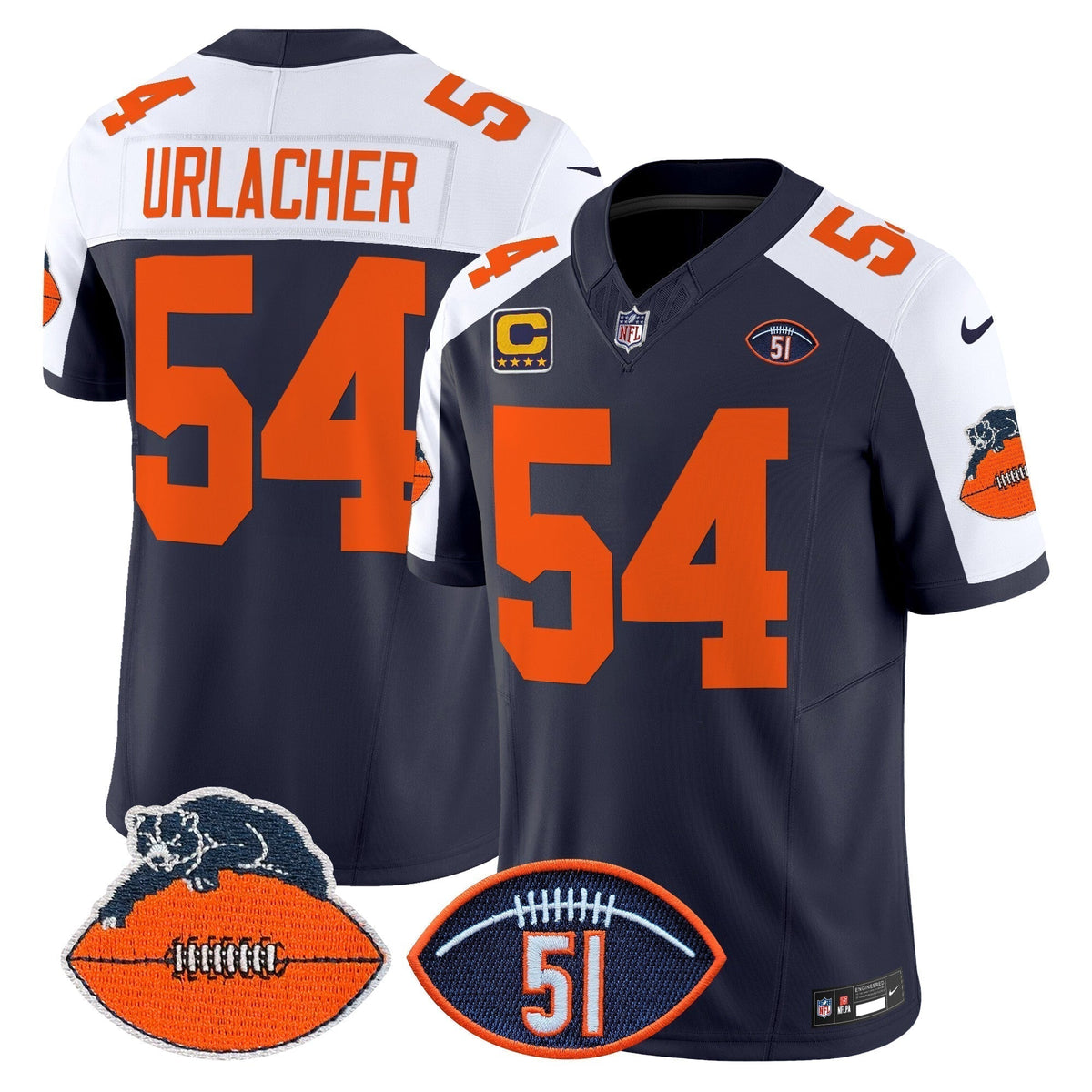 CHI Dick Butkus Patch Throwback Vapor Limited Jersey - All Stitched