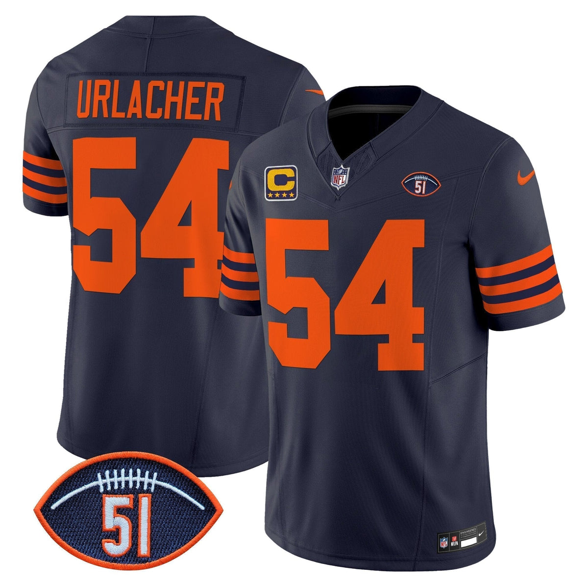 Men's Chicago Bears Dick Butkus Patch Throwback Vapor Limited Jersey - All Stitched