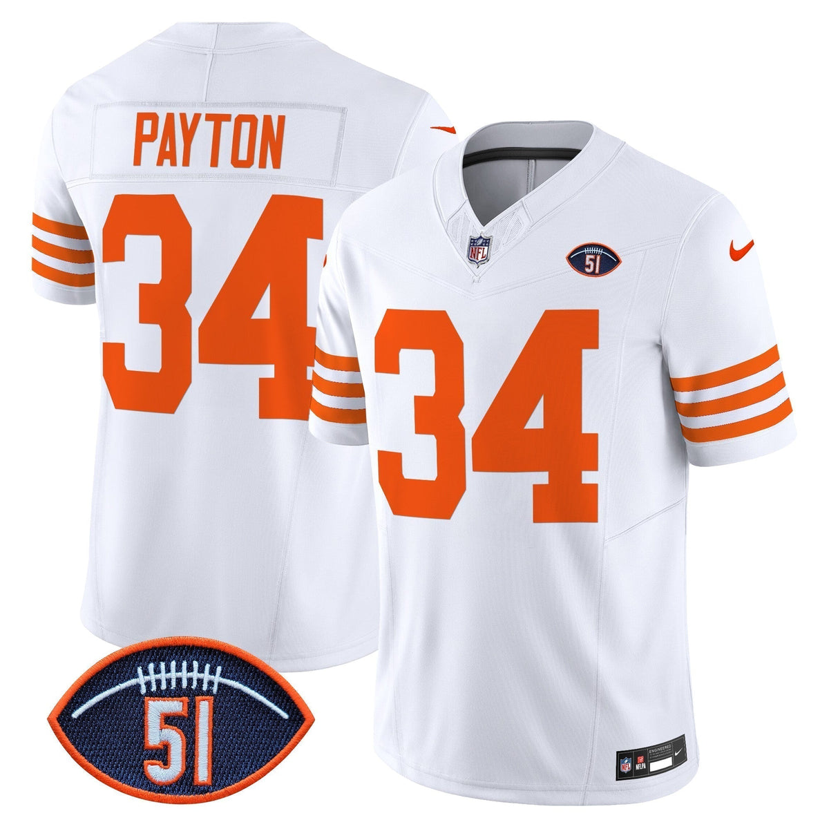 CHI Dick Butkus Patch Throwback Vapor Limited Jersey - All Stitched