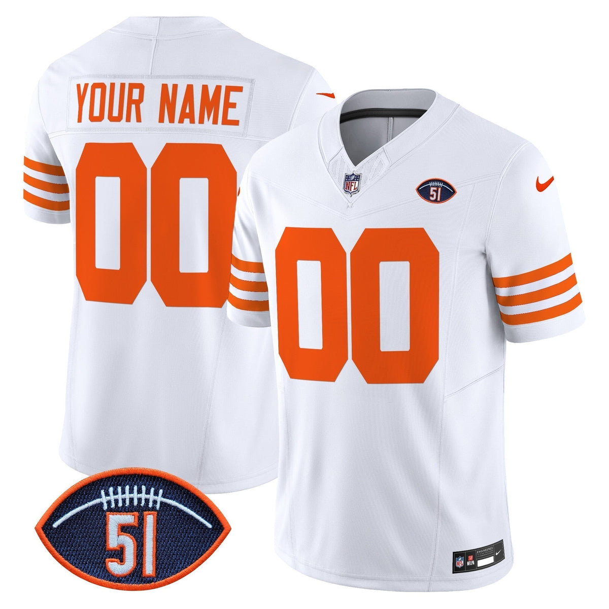 CHI Dick Butkus Patch Throwback Vapor Limited Custom Jersey - All Stitched
