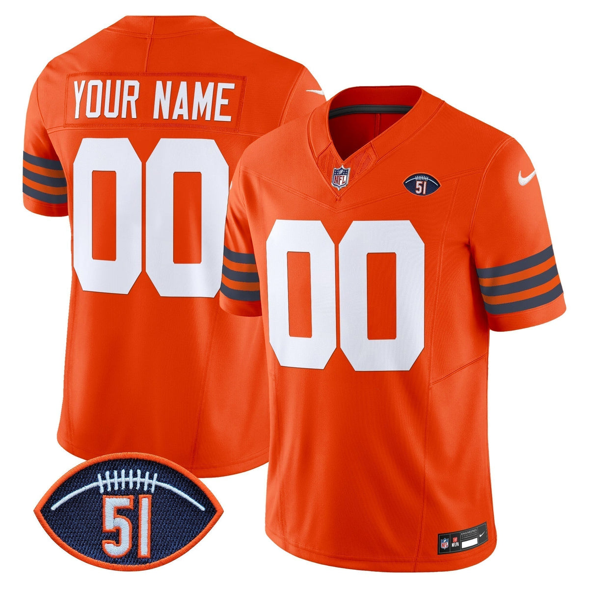CHI Dick Butkus Patch Throwback Vapor Limited Custom Jersey - All Stitched