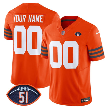 CHI Dick Butkus Patch Throwback Vapor Limited Custom Jersey - All Stitched