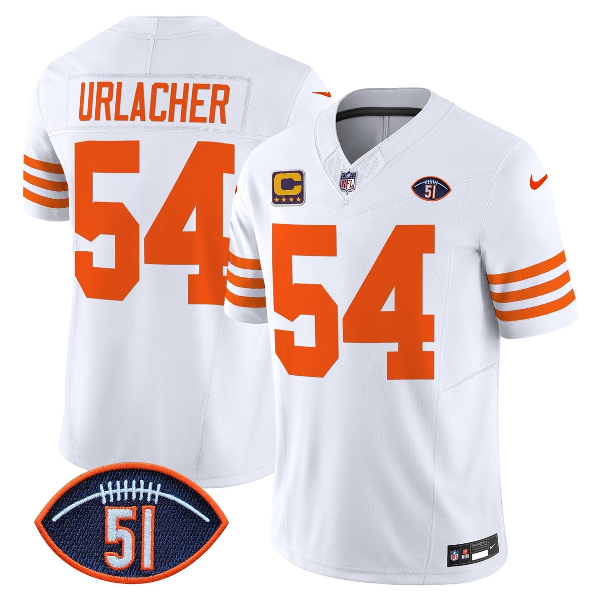 CHI Dick Butkus Patch Throwback Vapor Limited Jersey - All Stitched