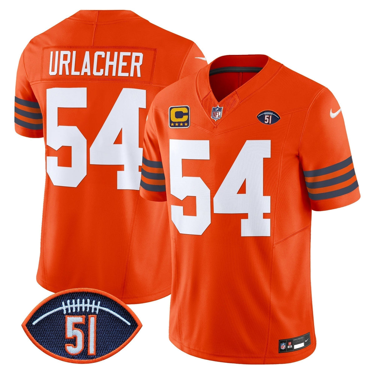CHI Dick Butkus Patch Throwback Vapor Limited Jersey - All Stitched