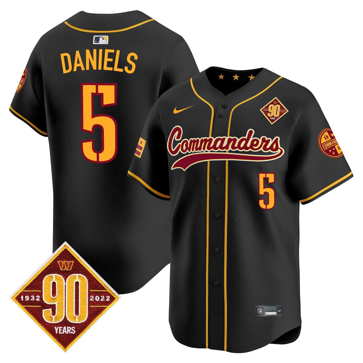 Men's Washington Commanders 90th Anniversary Patch Vapor Premier Limited Jersey - All Stitched