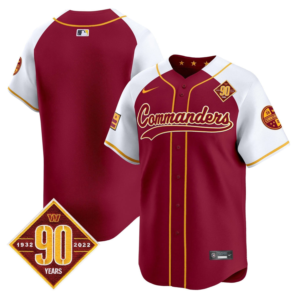 Men's Washington Commanders 90th Anniversary Patch Vapor Premier Limited Jersey - All Stitched