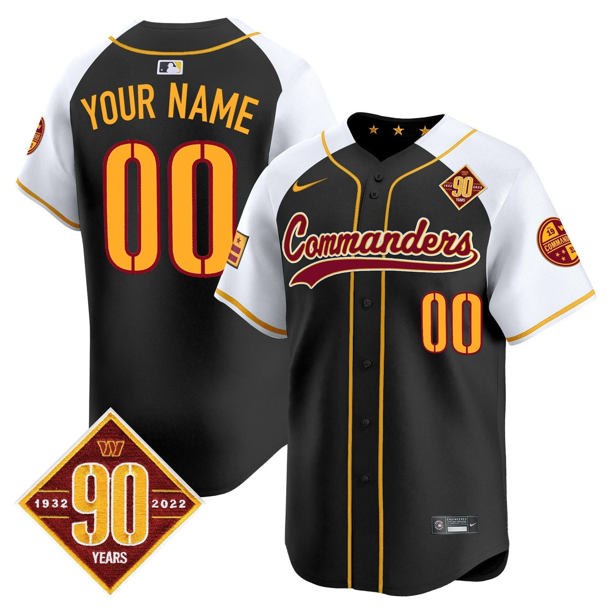 Washington Commanders 90th Anniversary Patch Vapor Premier Limited Custom Jersey - All Stitched