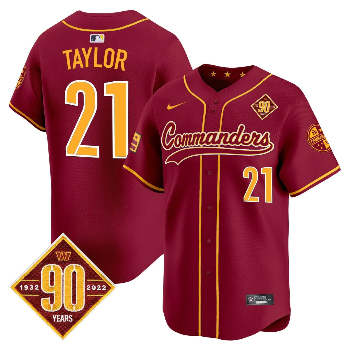 Men's Washington Commanders 90th Anniversary Patch Vapor Premier Limited Jersey - All Stitched