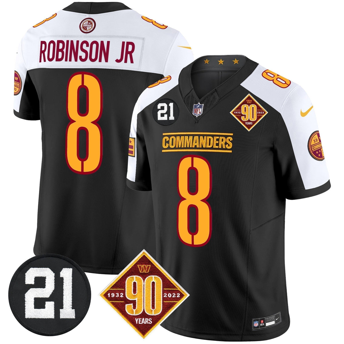 Men's Washington Commanders 90th & Sean Taylor Patch Vapor Limited Jersey - All Stitched