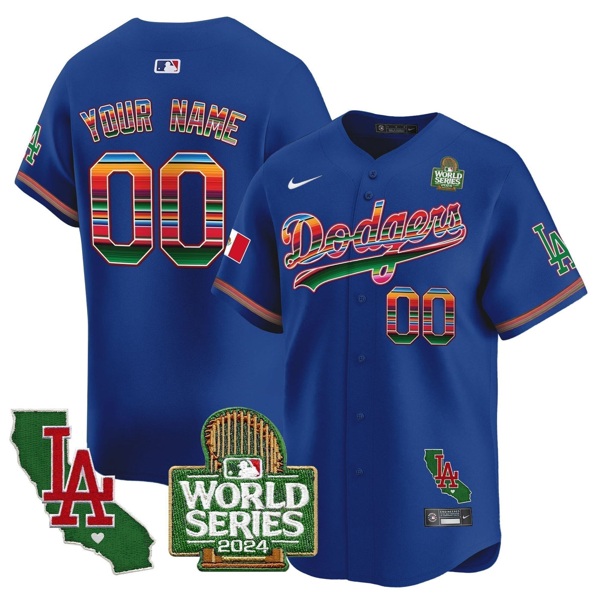 Custom Dodgers Mexico 2024 World Series Vapor Premier Limited Jersey V2 - Stitched