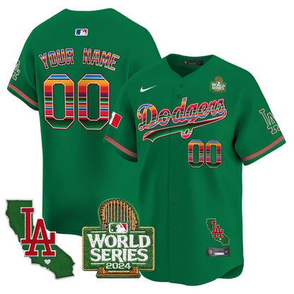 Custom Dodgers Mexico 2024 World Series Vapor Premier Limited Jersey V2 - Stitched
