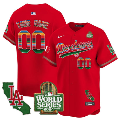 Custom Dodgers Mexico 2024 World Series Vapor Premier Limited Jersey V2 - Stitched
