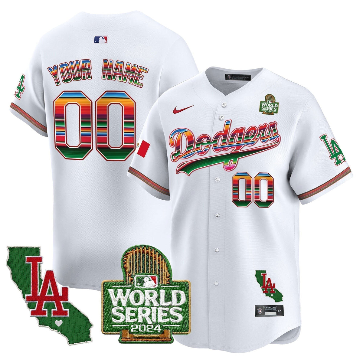 Custom Dodgers Mexico 2024 World Series Vapor Premier Limited Jersey V2 - Stitched