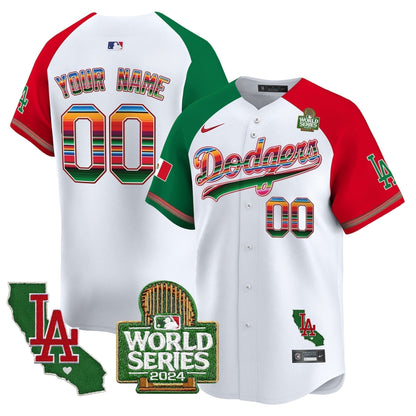 Custom Dodgers Mexico 2024 World Series Vapor Premier Limited Jersey V2 - Stitched