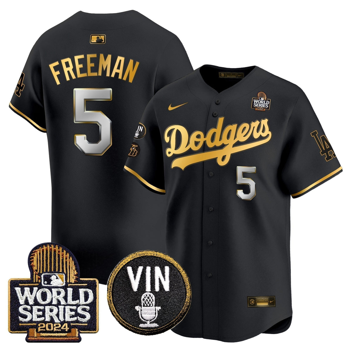 Dodgers 2024 World Series Gold Trim Vapor Premier Limited Jersey V2 - Stitched