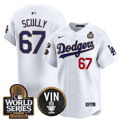 Dodgers 2024 World Series Gold Trim Vapor Premier Limited Jersey V2 - Stitched