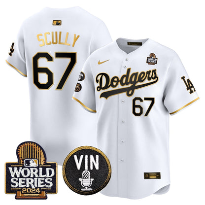 Dodgers 2024 World Series Gold Trim Vapor Premier Limited Jersey V2 - Stitched