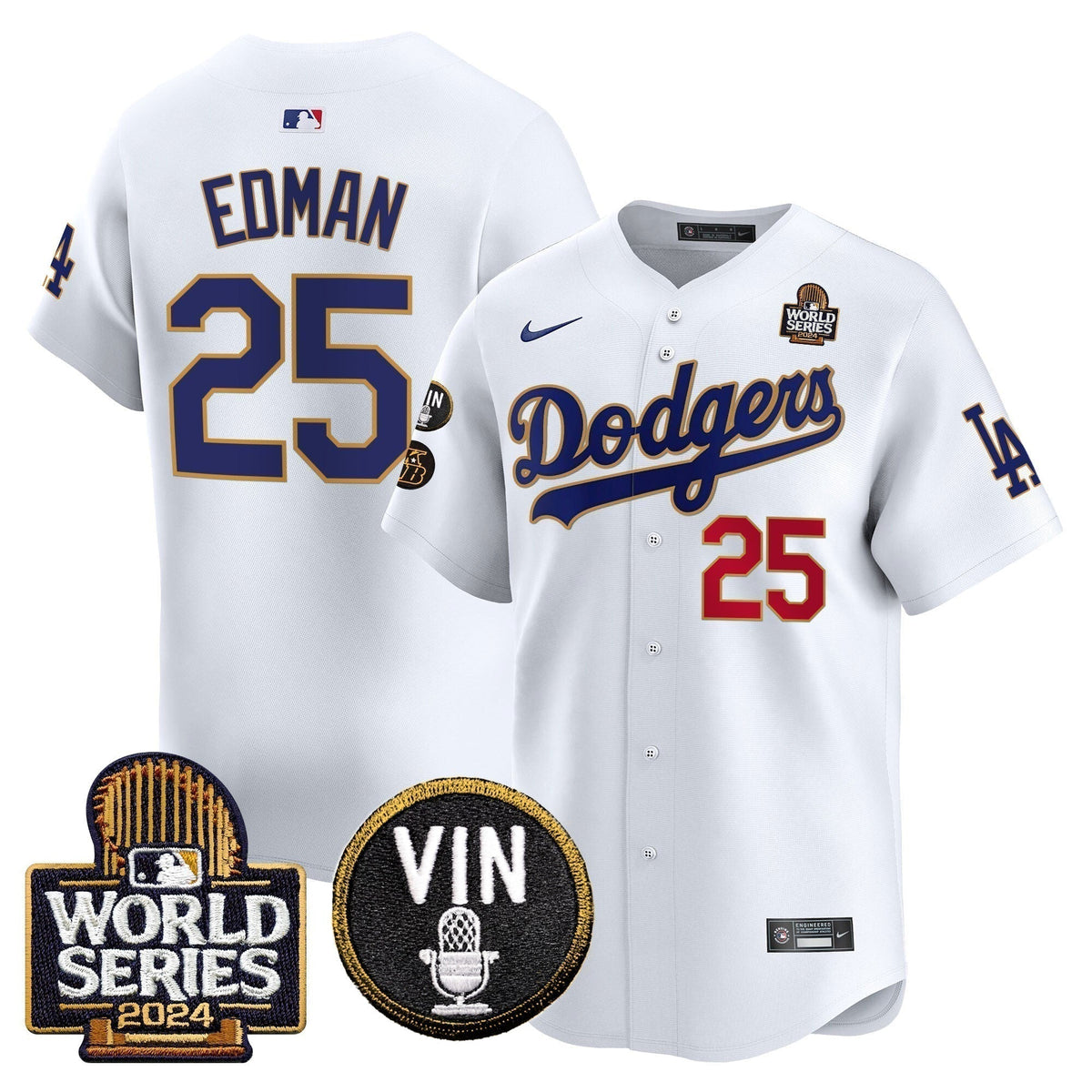 Dodgers 2024 World Series Gold Trim Vapor Premier Limited Jersey V2 - Stitched