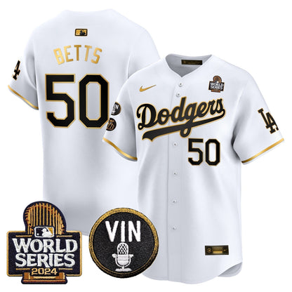 Dodgers 2024 World Series Gold Trim Vapor Premier Limited Jersey V2 - Stitched