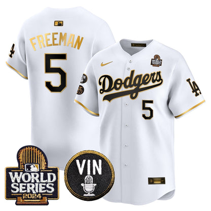 Dodgers 2024 World Series Gold Trim Vapor Premier Limited Jersey V2 - Stitched