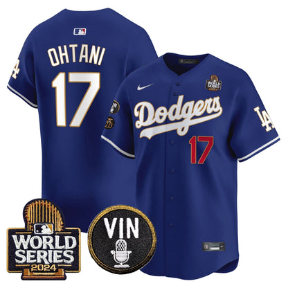 Dodgers 2024 World Series Gold Trim Vapor Premier Limited Jersey V2 - Stitched