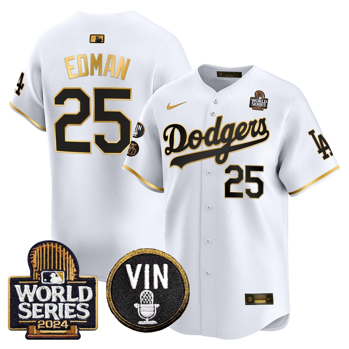 Dodgers 2024 World Series Gold Trim Vapor Premier Limited Jersey V2 - Stitched