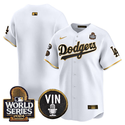 Dodgers 2024 World Series Gold Trim Vapor Premier Limited Jersey V2 - Stitched