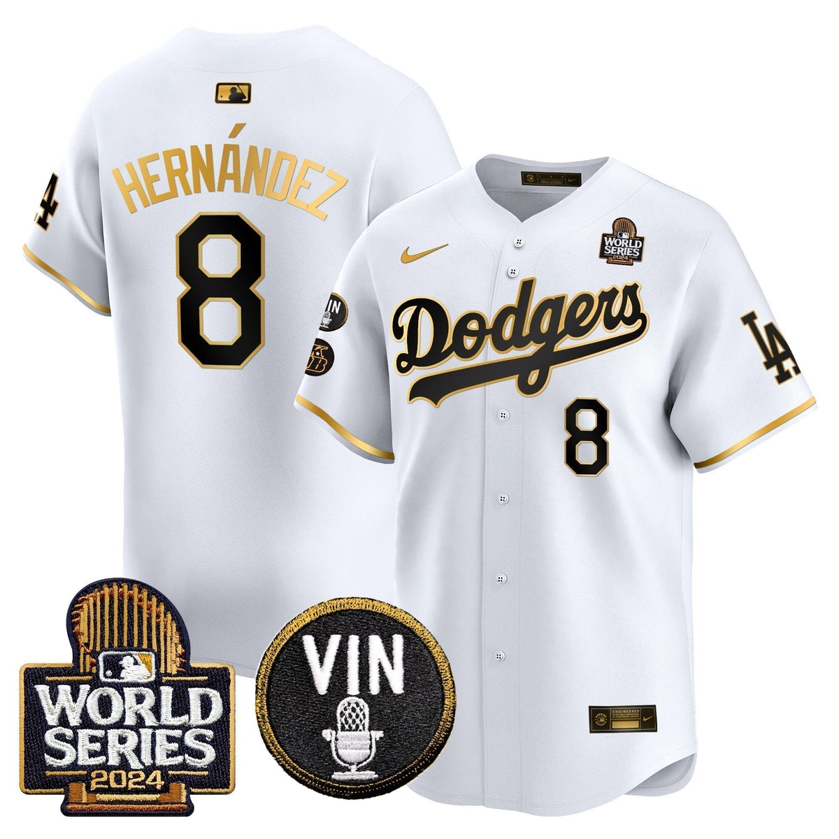 Dodgers 2024 World Series Gold Trim Vapor Premier Limited Jersey V2 - Stitched