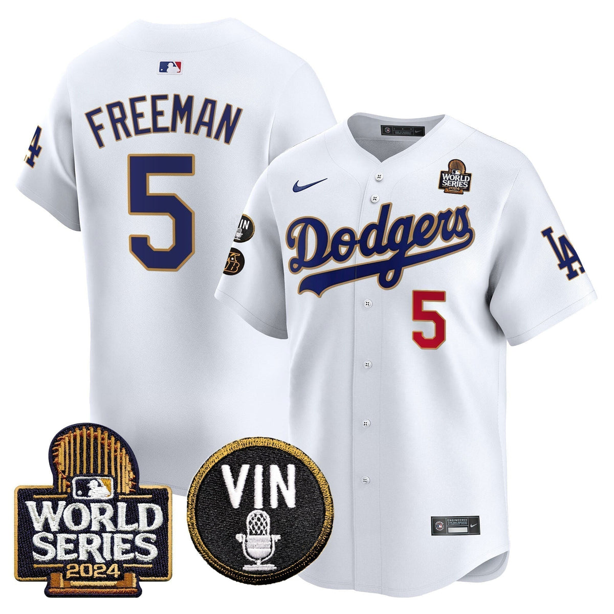 Dodgers 2024 World Series Gold Trim Vapor Premier Limited Jersey V2 - Stitched