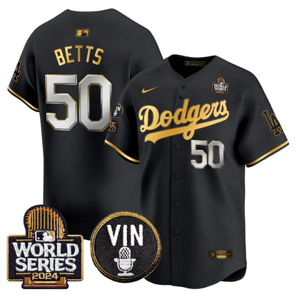 Dodgers 2024 World Series Gold Trim Vapor Premier Limited Jersey V2 - Stitched