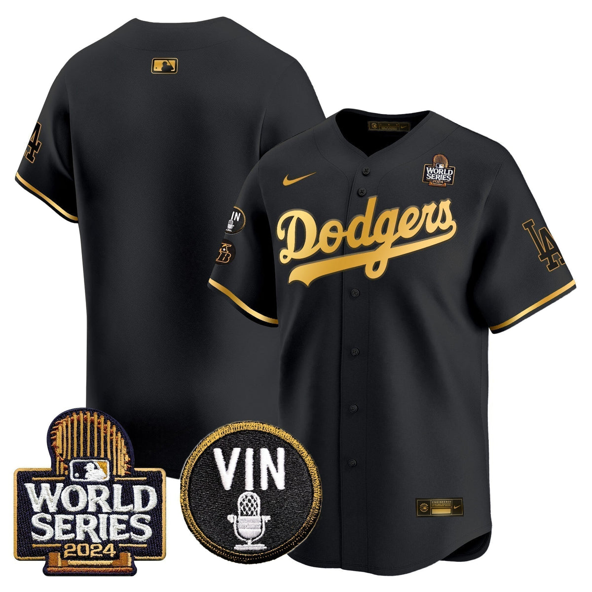 Dodgers 2024 World Series Gold Trim Vapor Premier Limited Jersey V2 - Stitched