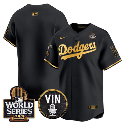 Dodgers 2024 World Series Gold Trim Vapor Premier Limited Jersey V2 - Stitched
