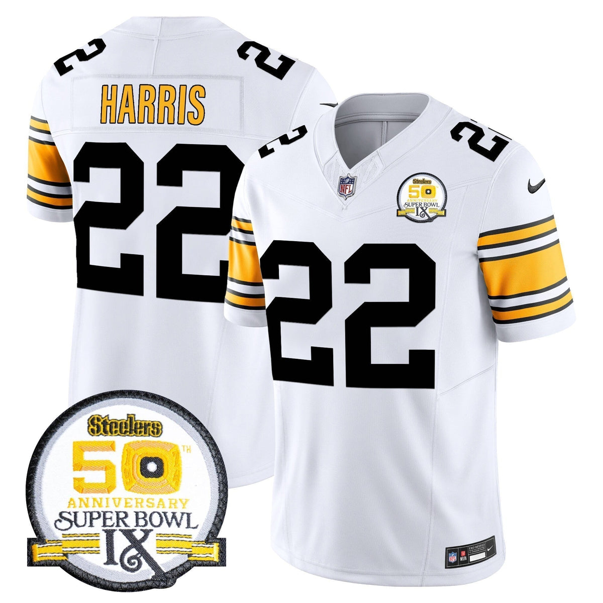 Men's Steelers 50th Anniversary Of Super Bowl IX Patch Vapor Limited Jersey - All Stitched