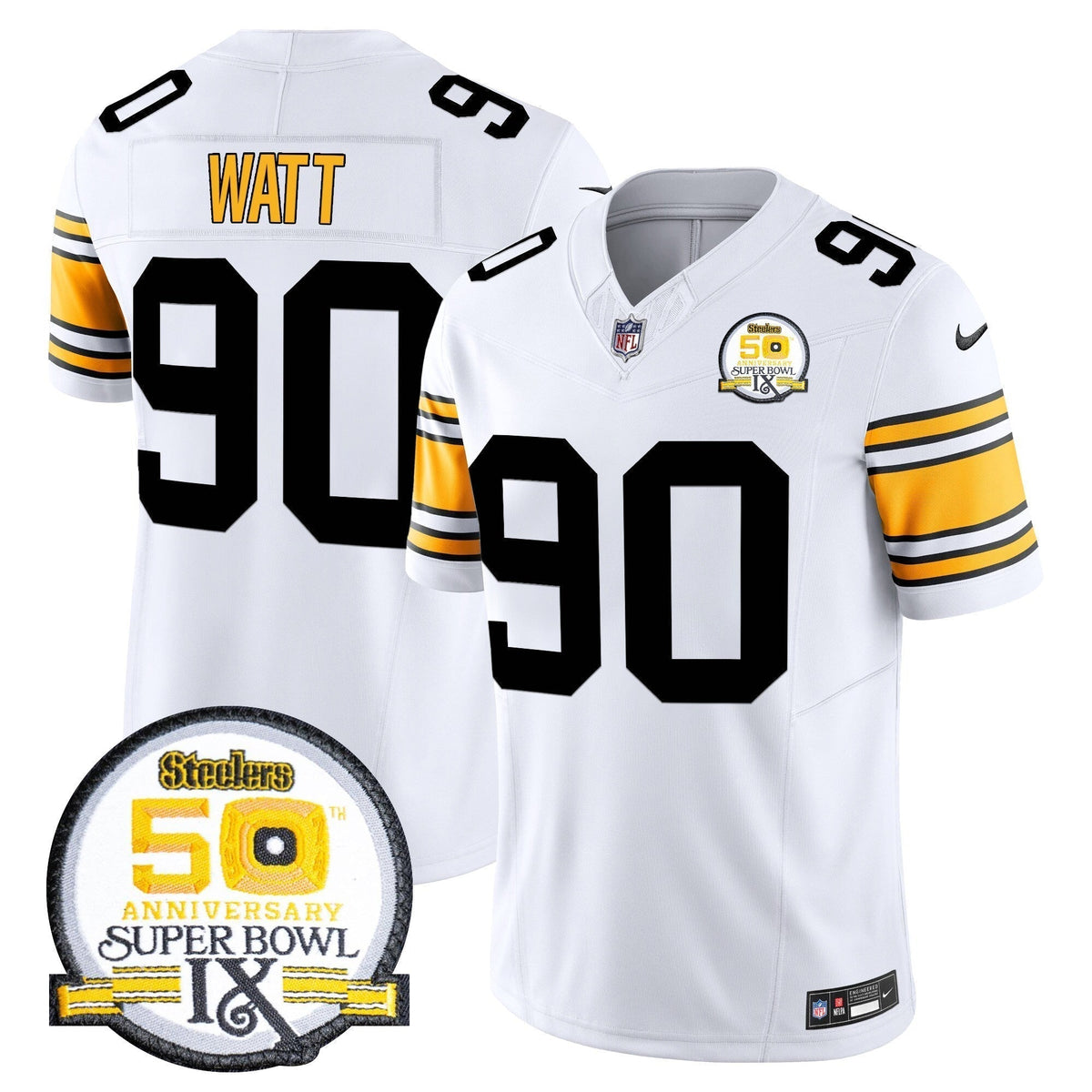 Men's Steelers 50th Anniversary Of Super Bowl IX Patch Vapor Limited Jersey - All Stitched