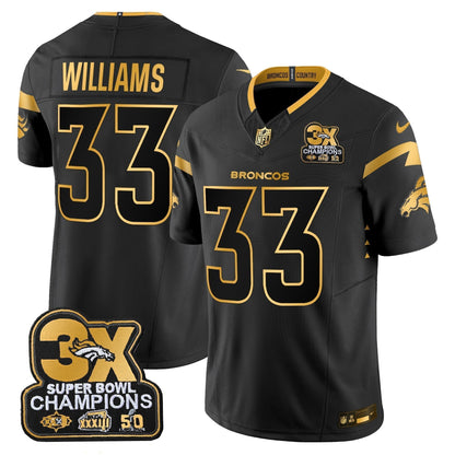 DEN 3-Time Champions Patch Gold Vapor Limited Jersey - Stitched