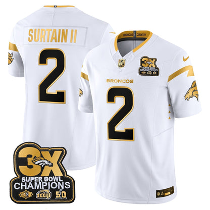 DEN 3-Time Champions Patch Gold Vapor Limited Jersey - Stitched