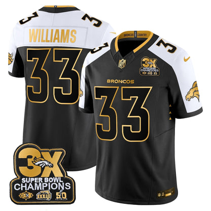 DEN 3-Time Champions Patch Gold Vapor Limited Jersey - Stitched