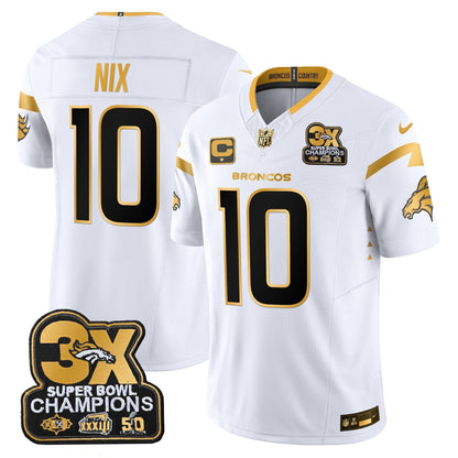 DEN 3-Time Champions Patch Gold Vapor Limited Jersey - Stitched
