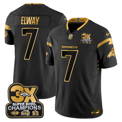 DEN 3-Time Champions Patch Gold Vapor Limited Jersey - Stitched