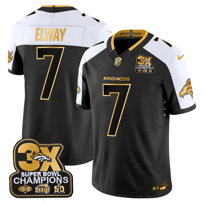 DEN 3-Time Champions Patch Gold Vapor Limited Jersey - Stitched