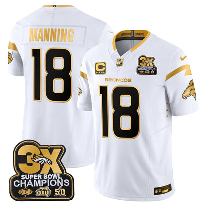 DEN 3-Time Champions Patch Gold Vapor Limited Jersey - Stitched