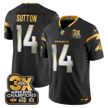 DEN 3-Time Champions Patch Gold Vapor Limited Jersey - Stitched