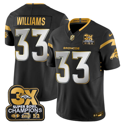 DEN 3-Time Champions Patch Gold Vapor Limited Jersey - Stitched