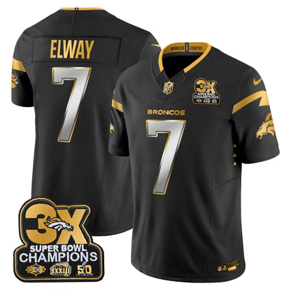 DEN 3-Time Champions Patch Gold Vapor Limited Jersey - Stitched